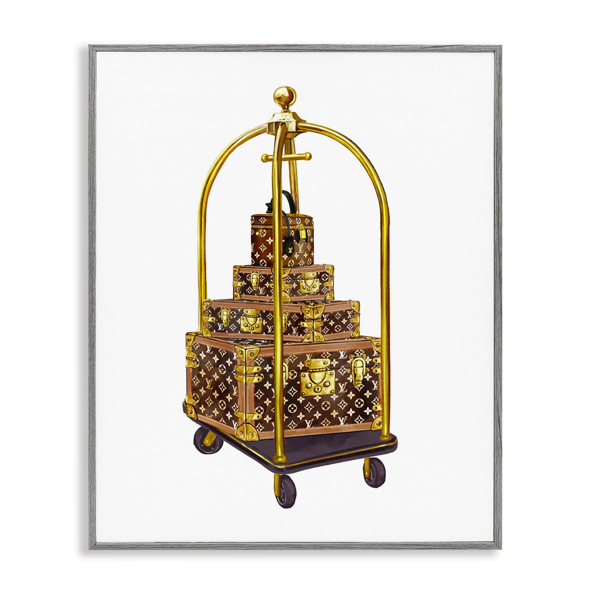 Glam Hotel Luggage Gray Framed Giclee Art, design by Ziwei Li