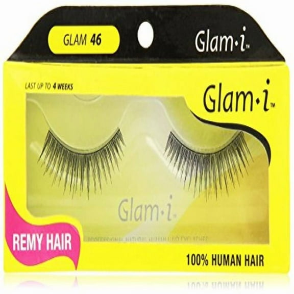 Glam-I 46 Full Strip Human Hair Eyelashes, Black, 0.4 Ounce