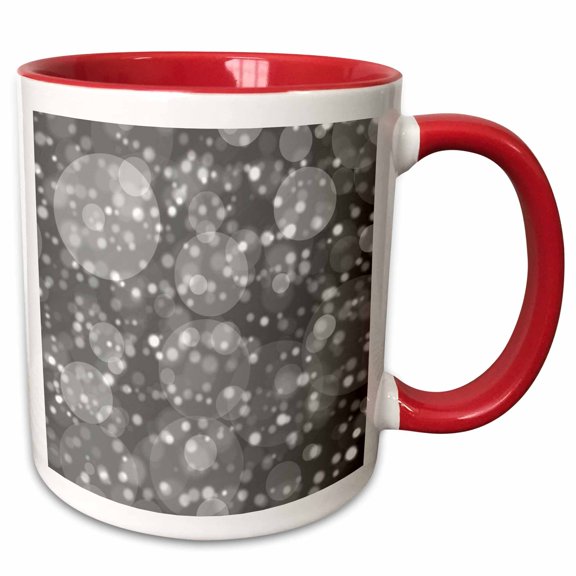 3drose, Glam Igray Bokeh Circles Pattern, 11oz Two-tone Red Mug