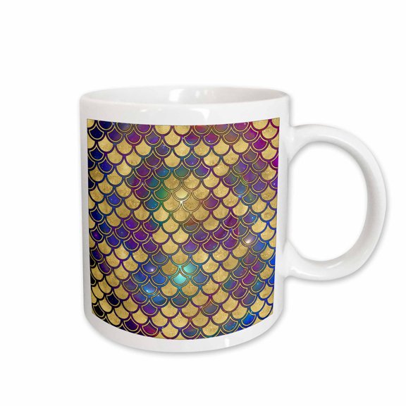3drose, Glam Image of Gold and Galaxy Mermaid Scales Pattern, 11oz Mug