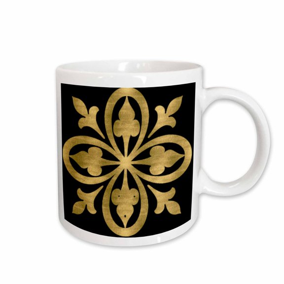 3drose, Glam Image of Gold Celtic Flower Design, 15oz Mug