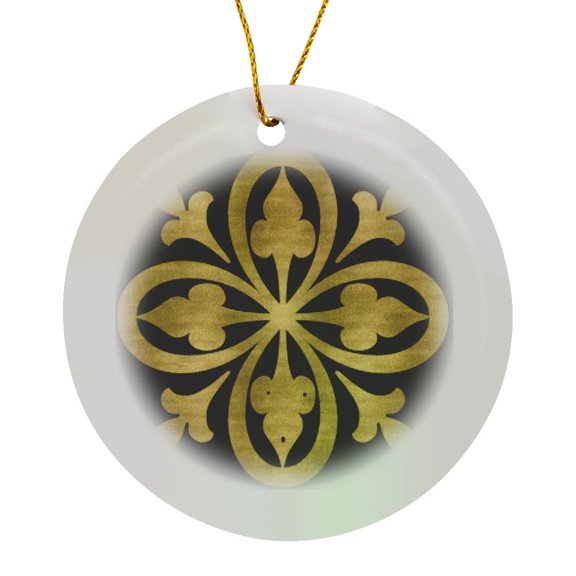 3drose, Glam Image of Gold Celtic Flower Design, Circle Porcelain Ornament