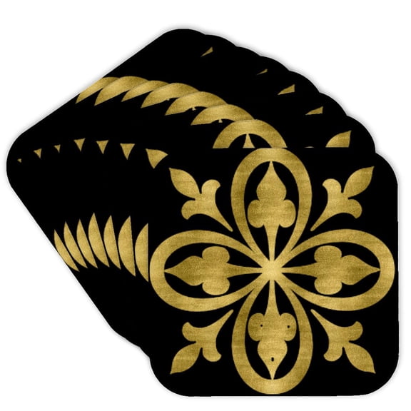 3drose, Glam Image of Gold Celtic Flower Design, Set of 8 Coasters - Soft