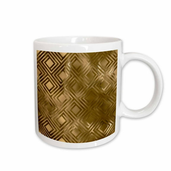 3drose, Glam Image of Gold Greek Key Geometric Pattern, 15oz Mug