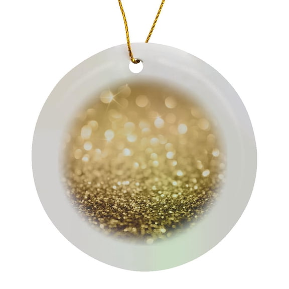 3drose, Glam Image of Gold Sparkle Bokeh, Circle Porcelain Ornament
