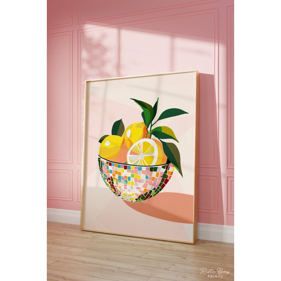 Glam Lemons Art Print: Trendy Kitchen Decor Unframed Paper Print