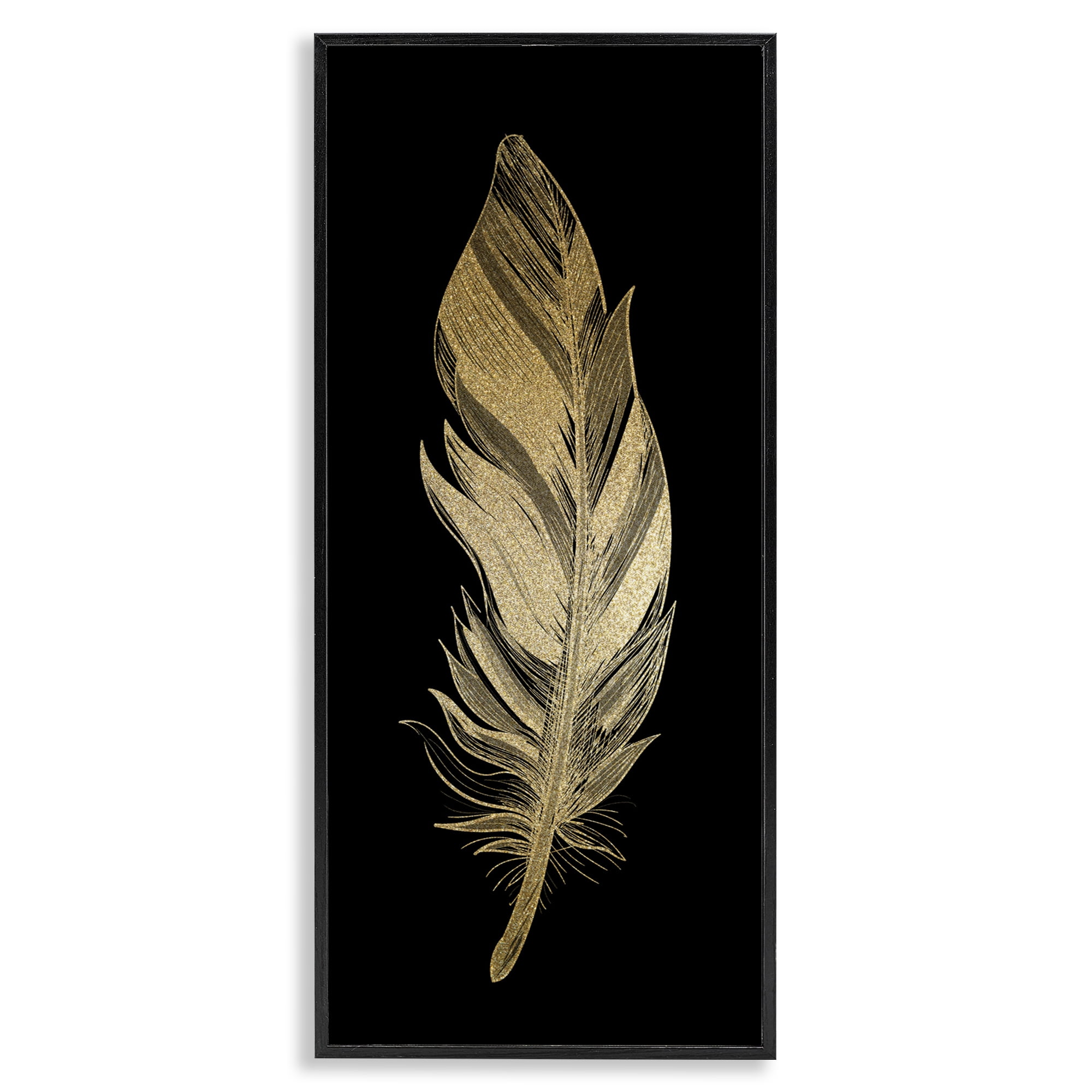 Glam Lined Feather Black Framed Giclee Art, design by Kim Allen