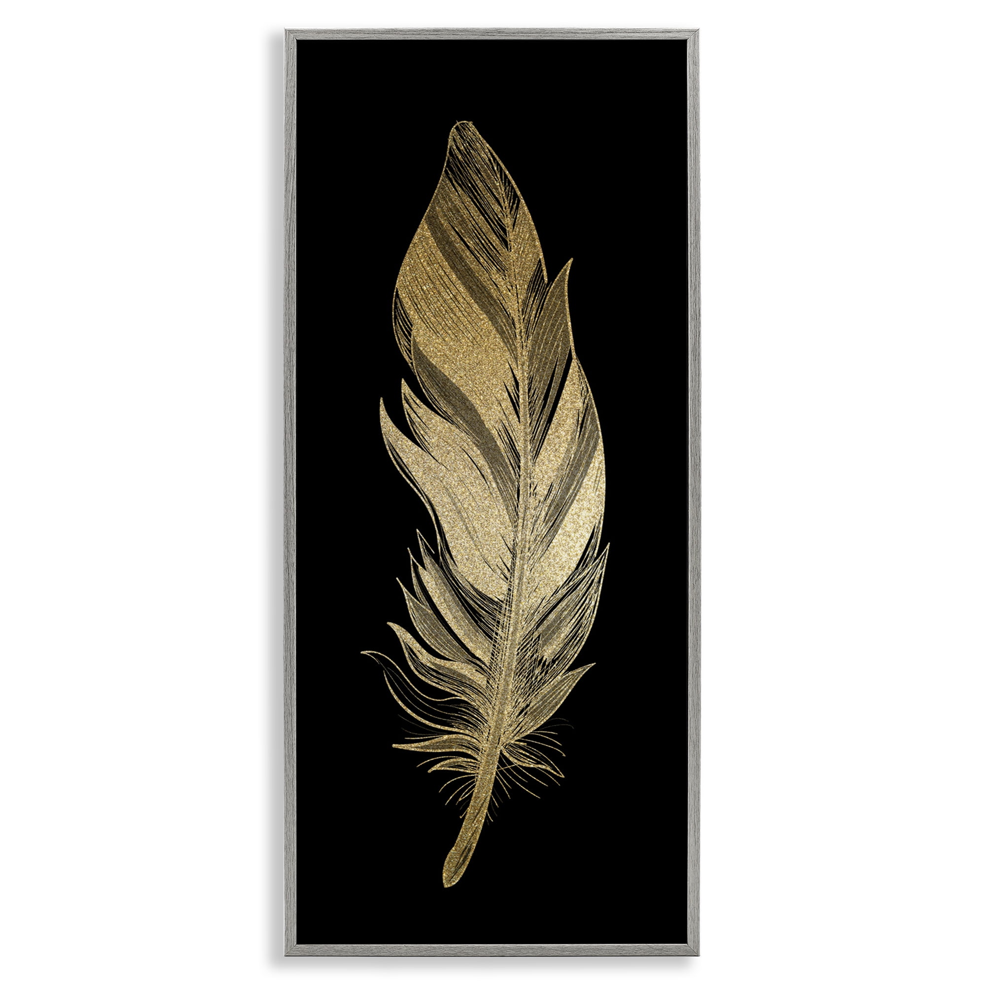 Glam Lined Feather Gray Framed Giclee Art, design by Kim Allen