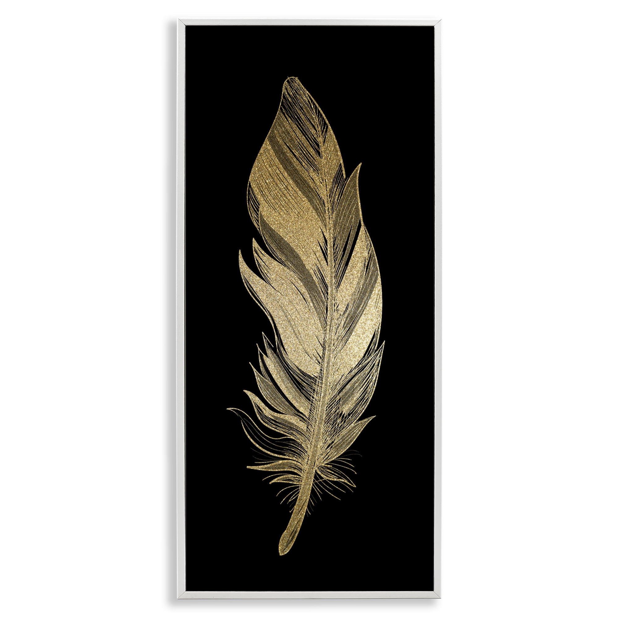 Glam Lined Feather White Framed Giclee Art, design by Kim Allen