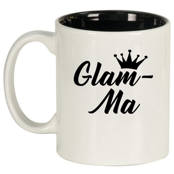 Glam-Ma Mom Mother Grandmother Grandma Ceramic Coffee Mug Tea Cup Gift for Her, Sister, Women, Grandparents Day, Cute, Friend, Pregnancy Announcement, Mothers Day, Mom, Birthday (11oz White)
