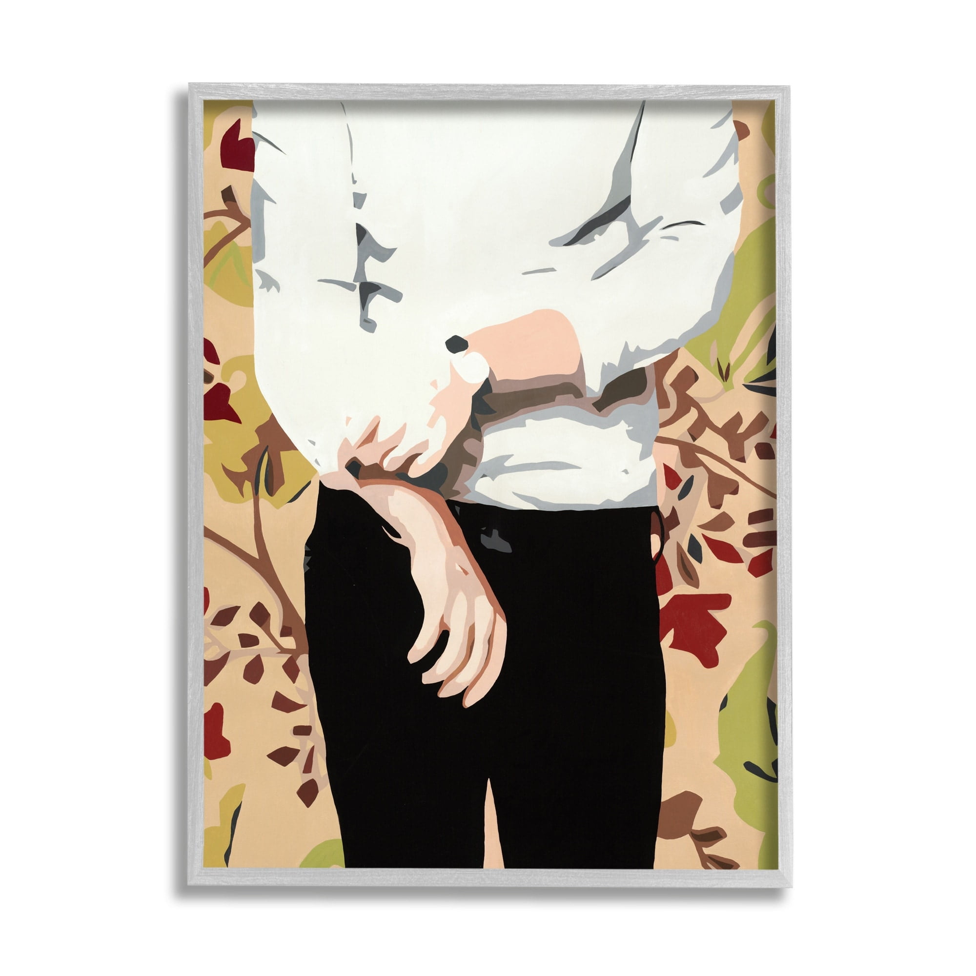 Glam Man Rolling Up Sleeve over Floral Pattern 11 in x 14 in Framed Painting Art Print, by Stupell Home Décor