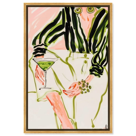Glam Martini Canvas Boho Colorful Wall Art by Art Remedy, Gold Frame, 20" x 30"