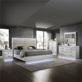 thumbnail image 1 of Glam Modern Style Upholstered LED Queen 5PC Bedroom Set Made With Wood in White, 1 of 20