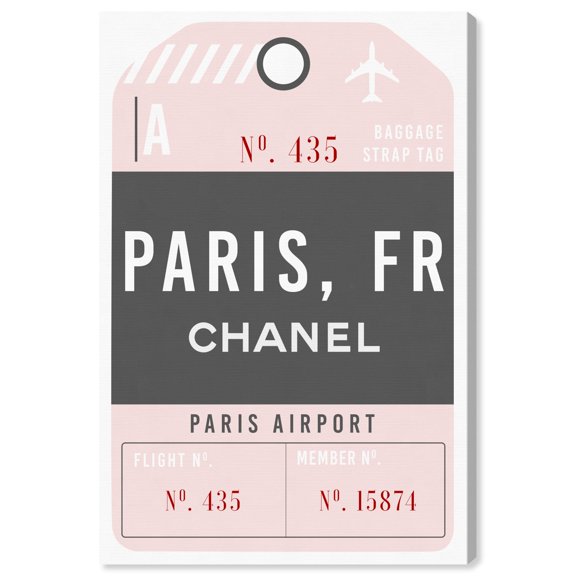 Glam Paris Airport Luggage Tag Canvas Coquette Trendy Art by Art Remedy, Gallery Wrapped, 16" x 24"