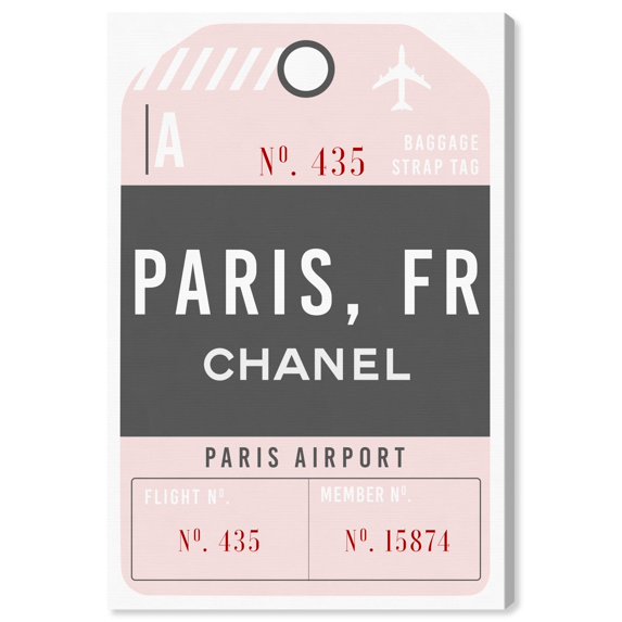 Glam Paris Airport Luggage Tag Canvas Coquette Trendy Art by Art Remedy, Gallery Wrapped, 20" x 30"