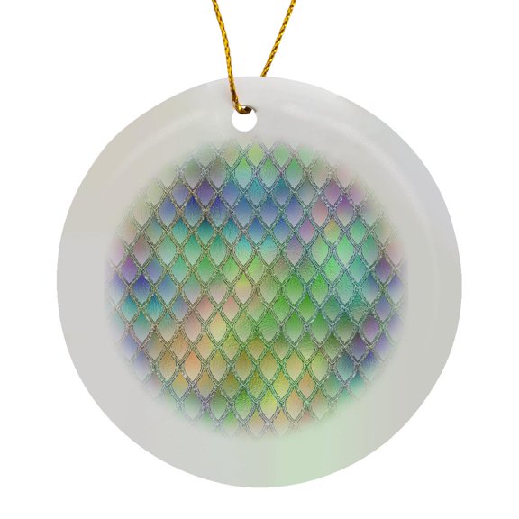 3drose, Glam Pastel and Silver Color Dragon Scales Pattern, Circle Porcelain Ornament