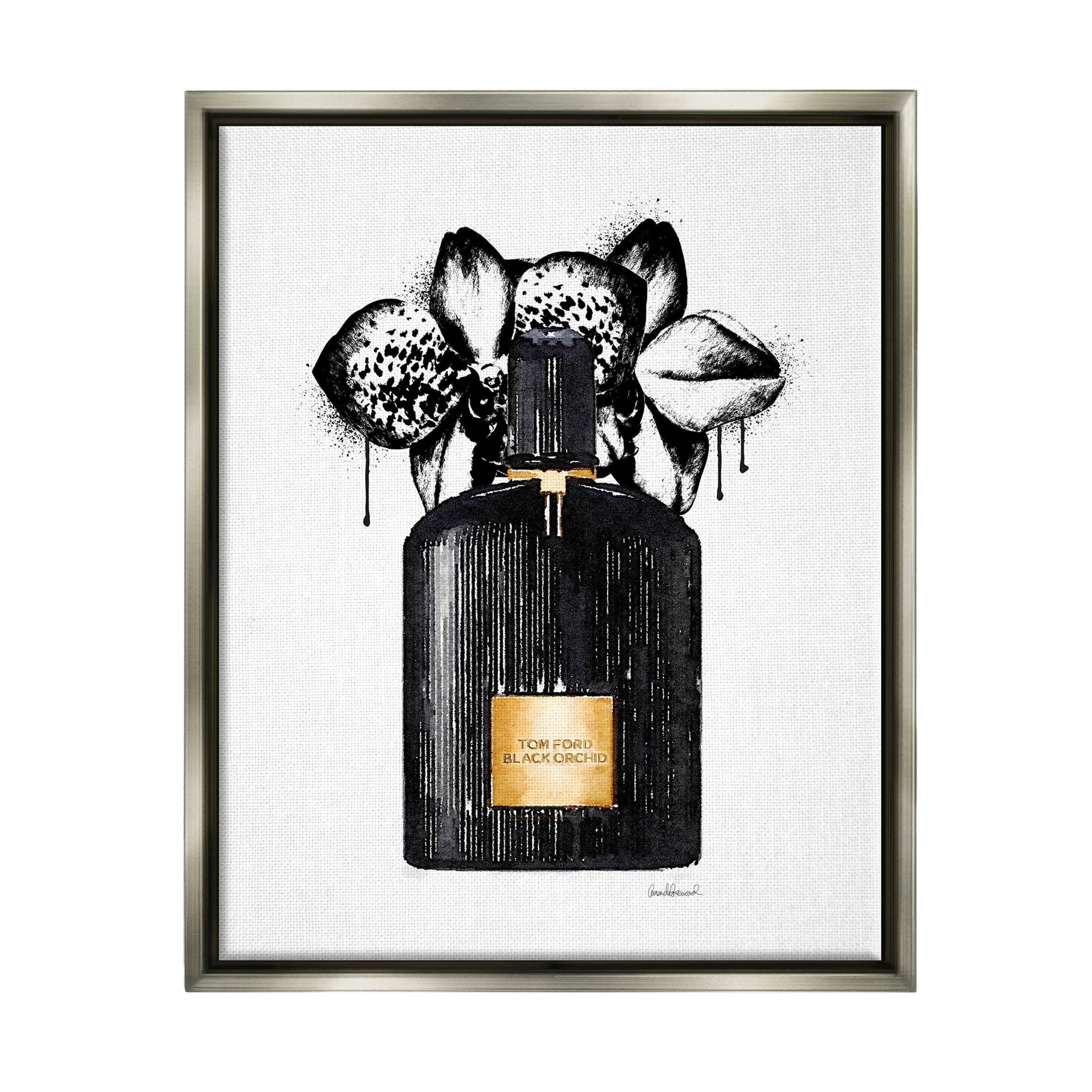 Glam Perfume Urban Drip Beauty & Fashion Graphic Art Luster Gray Framed Art Print Wall Art