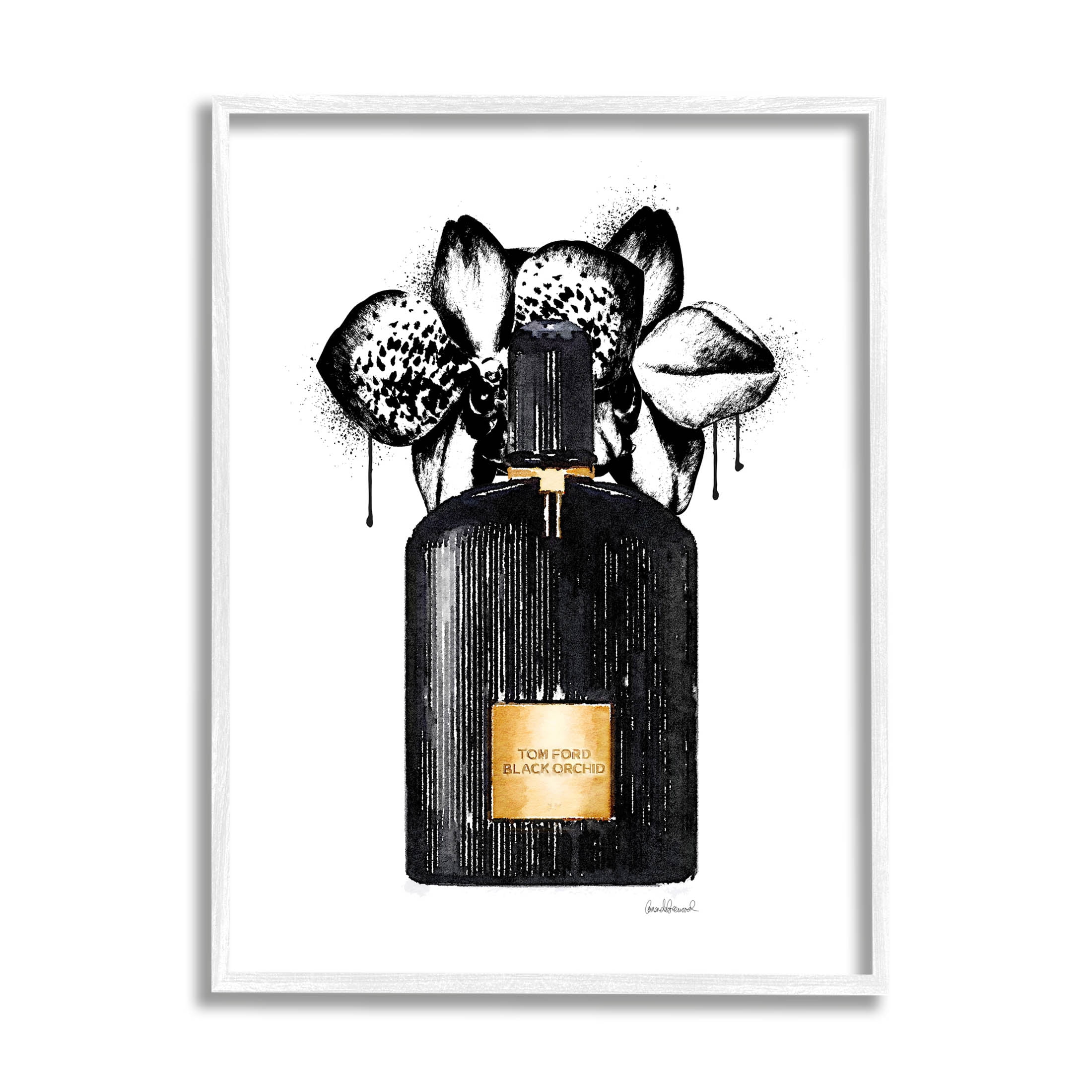 Glam Perfume Urban Drip Beauty & Fashion Graphic Art White Framed Art Print Wall Art