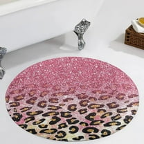 Glam Pink Glitter Leopard Pattern Round Carpet Circle Rug Outdoor Patio Area Rug Washable Large Area Rugs Hallway Room Decor Fitness Mats