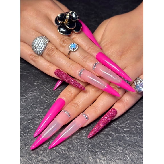 Glam Pink Handmade Press-On Nails (10 Pcs)