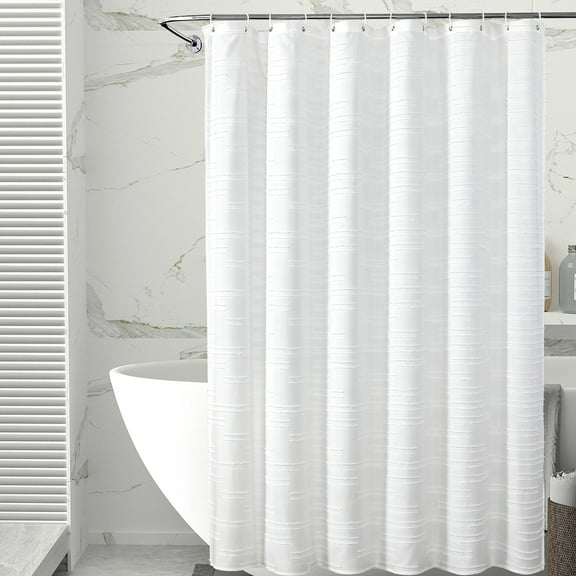 Shower Curtain with Hooks – Heavy-Duty Mold/Mildew-Resistant, Weighted-Hem Fabric Bathroom Curtain, 72" x 72"