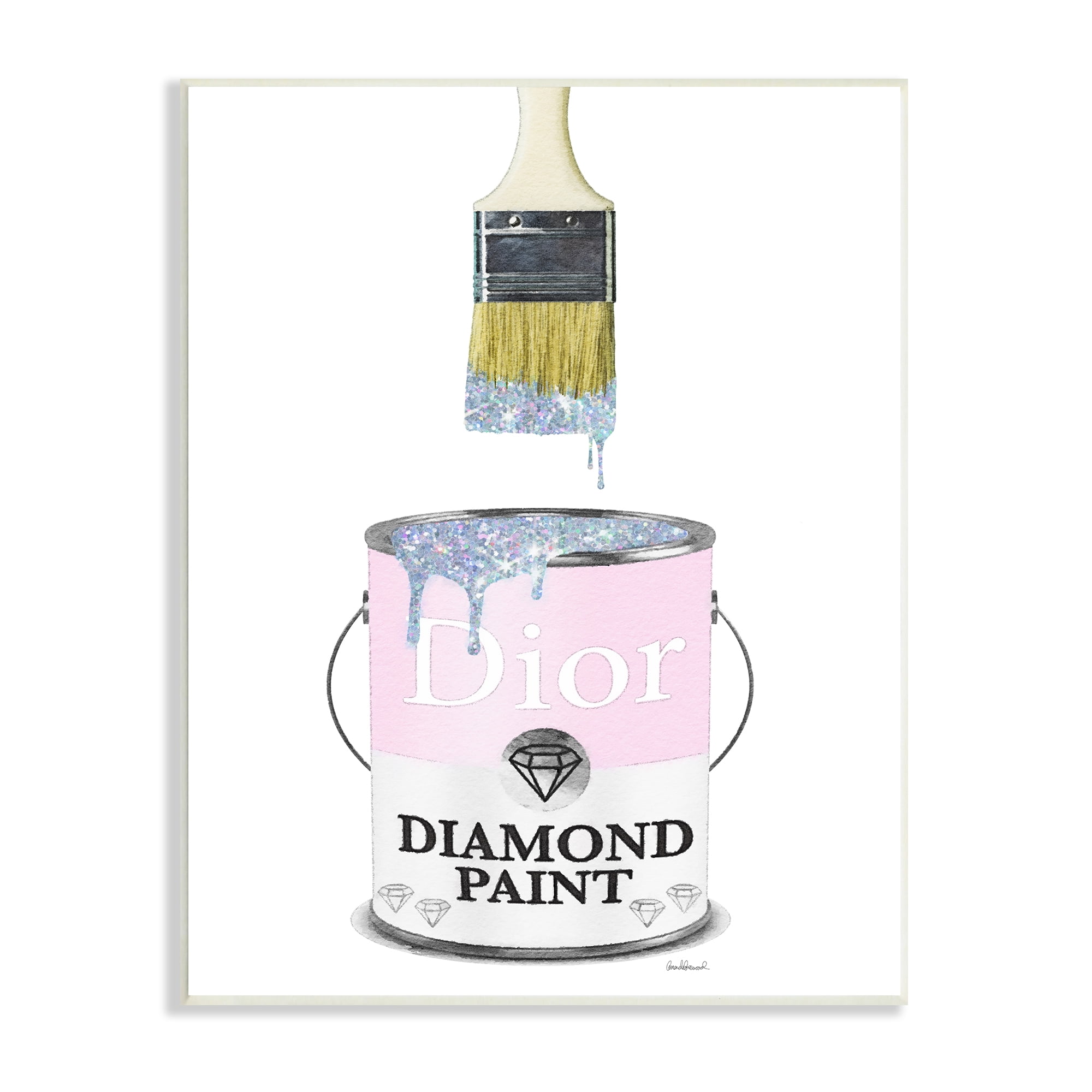 Glam Pop Diamond Pink Paint Can Sparkle Brush 13 in x 19 in Framed Painting Art Print, by Stupell Home Décor