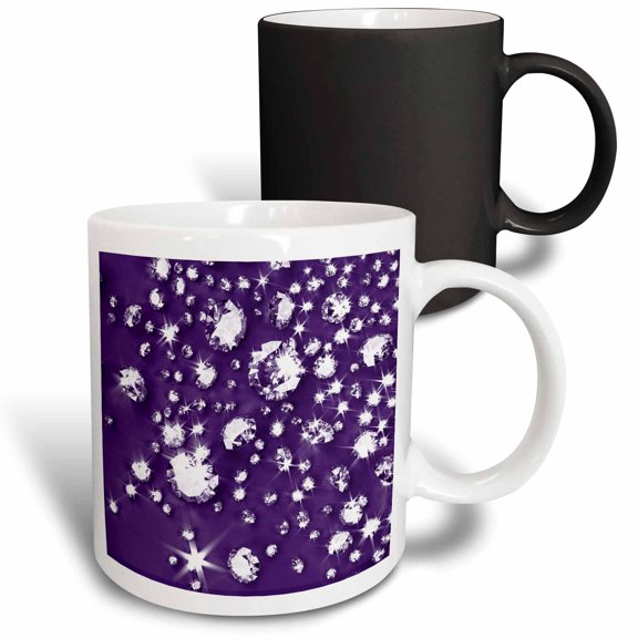 3drose, Glam Purple and Image of Diamond Jewels Pattern, 11oz Magic Transforming Mug