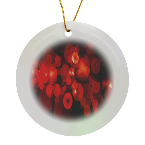 3drose, Glam Red Sparkle Bokeh Background, Circle Porcelain Ornament