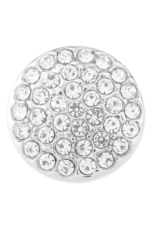 Snap Jewelry 18MM Glam Rhinestone Ginger Charm Button in Silver with Clear Crystal Accents