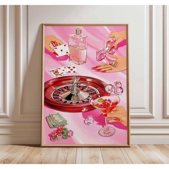 Glam Roulette Casino Poster, Unframed Paper Poster 8x10in