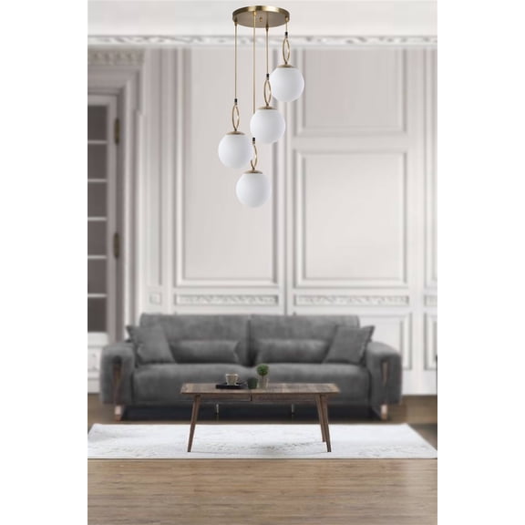Glam Scandinavian Chandelier, 11.8 in Diameter, 27.6 in Height | 100% Metal with Oven Dried Paint, Tumbled Coating | E27 Socket, Max 40W