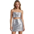 thumbnail image 1 of Glam Sequin Two Piece Sleeveless Skirt Set for Parties and Evening Occasions – Sparkling Outfit with Belted, S, Silver, 1 of 6