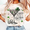 thumbnail image 1 of Glam Shamrock Clover T-Shirt, Sparkly Lucky Graphic, Playful Casual Tee, 1 of 2