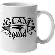 Glam Squad with Hair Dryer Design - Beauty Themed Merch for Makeup Artist or Cosmetologist, Gift for Makeup Lovers & Beauticians, White Mug 11oz