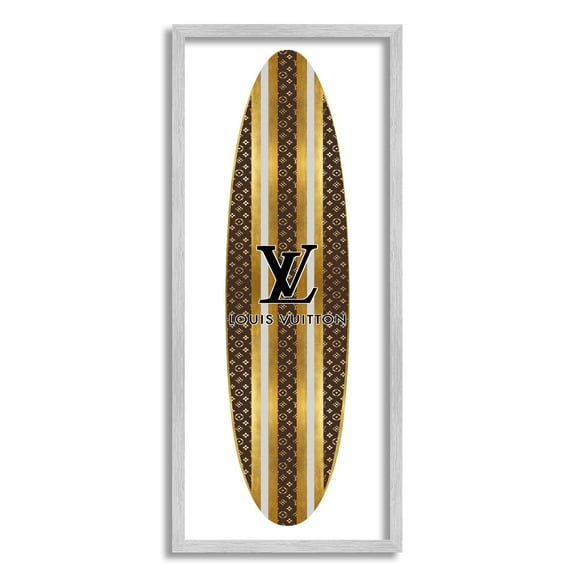 Glam Stripes Pattern Designer Fashion Emblem Surfboard Beauty & Fashion Graphic Art Framed Art Print Wall Art