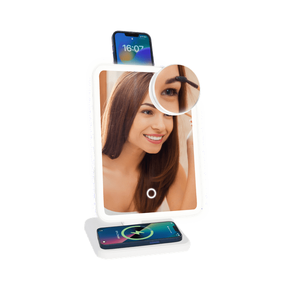 Glam Studio Vanity Mirror and Bluetooth Speaker-White (WE-Glam Studio)