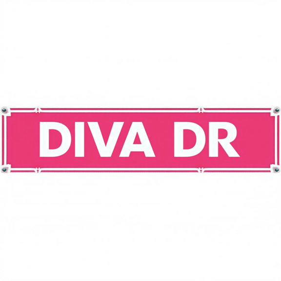 Glam Tin Sign 16x4 Inch Diva DR Design - Ideal for Bedroom,, Outdoor Decor with Chic Vibe