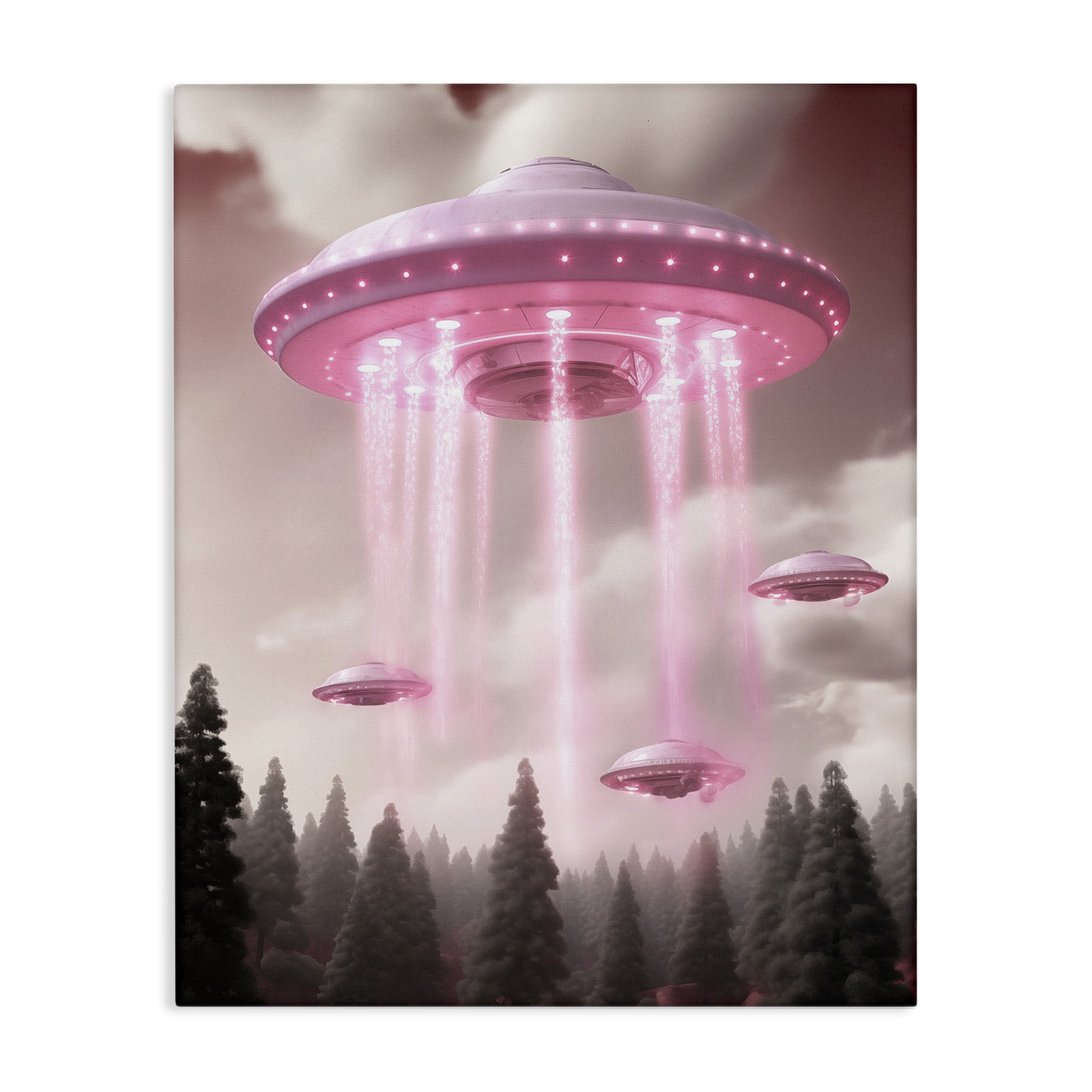 Glam UFO with Pink Beams Canvas Wall Art, design by Sasha