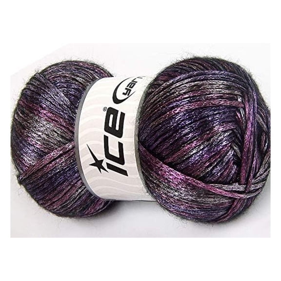 Glam Universe Pink, Black, Variegated Metallic Sheen Fuzzy Nylon Wool Blend Yarn, 100 Grams, 250 Yards