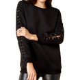 thumbnail image 1 of Glam Womens Laced-Sleeve Pullover Sweater, Black, X-Small, 1 of 1