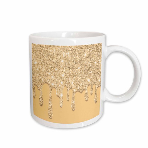 3drose, Glam Yellow Image of Glitter Drip, 15oz Mug