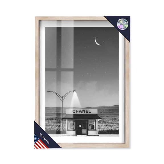 Glam at night Shadowbox Print Fashion Art Prints by Notoriart, Blonde Frame, 21 x 31