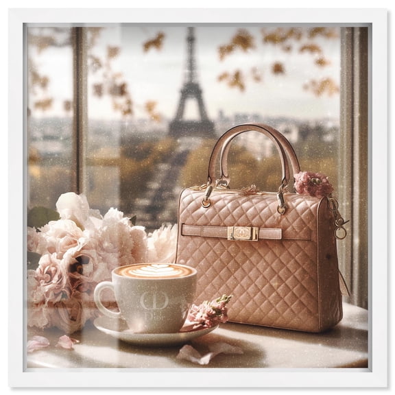 Glam by the Window Paris Shadowbox Print Fashion Art Prints by Art Remedy, White Frame, 12 x 12