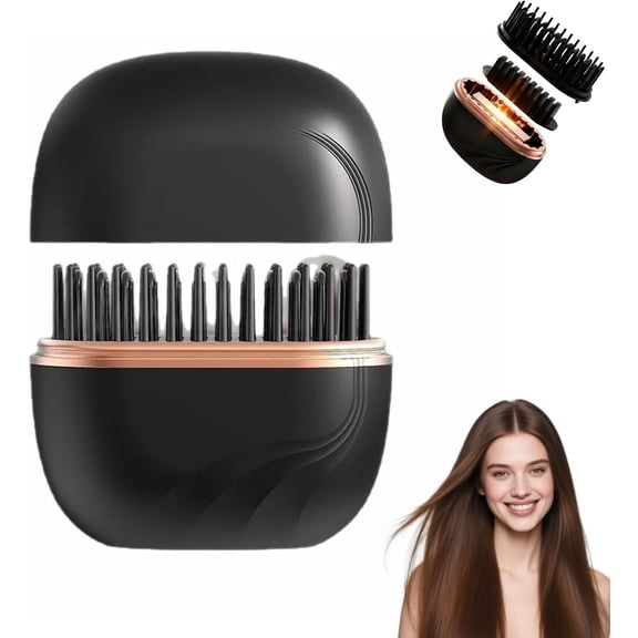 Glambrush Mini Hair Straightener, 2026 NewRechargeable Wireless Portable Hair Straightener Brush, 3-Speed Temperature Control, Mini Hair Straightener for Women - Idea for Home Travel