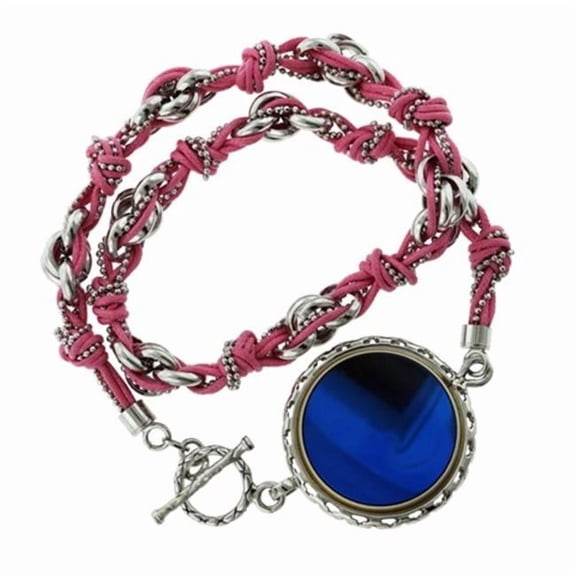 Glamfit Jewelry Britany Sterling Multi-Woven Double Wrap Fitness Tracking Bracelet, Silver & Pink