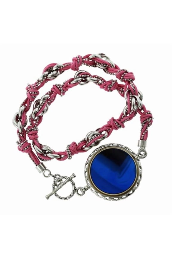 Glamfit Jewelry Britany Sterling Multi-Woven Double Wrap Fitness Tracking Bracelet, Silver & Pink