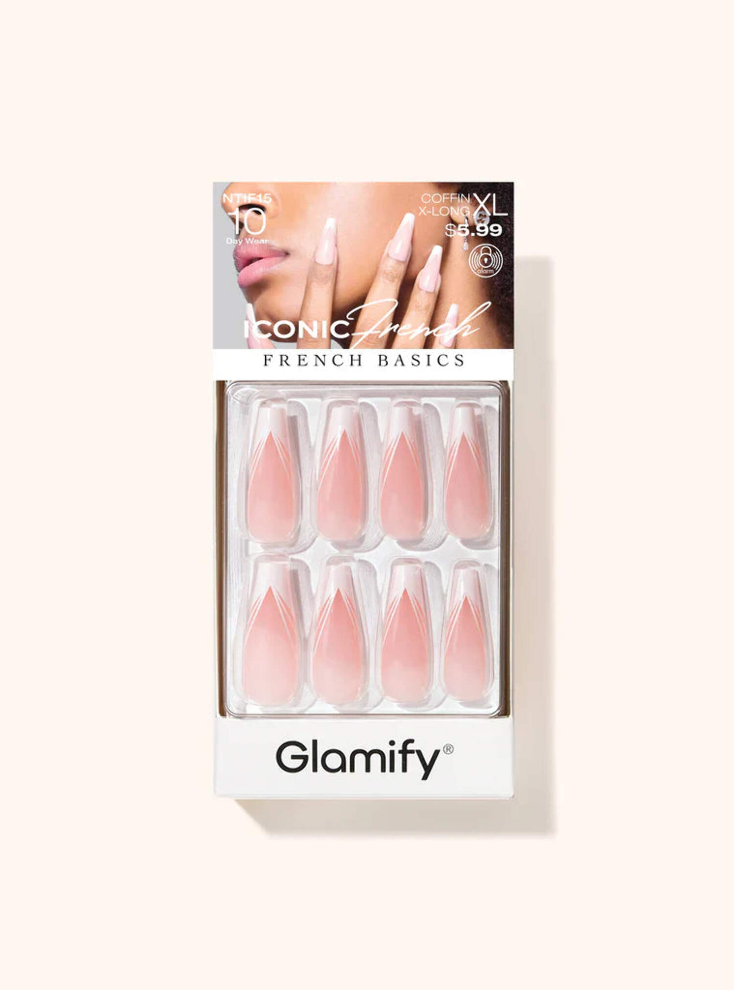 Glamify Iconic French Basics Coffin X Long Press On Nails NTIF15 ...