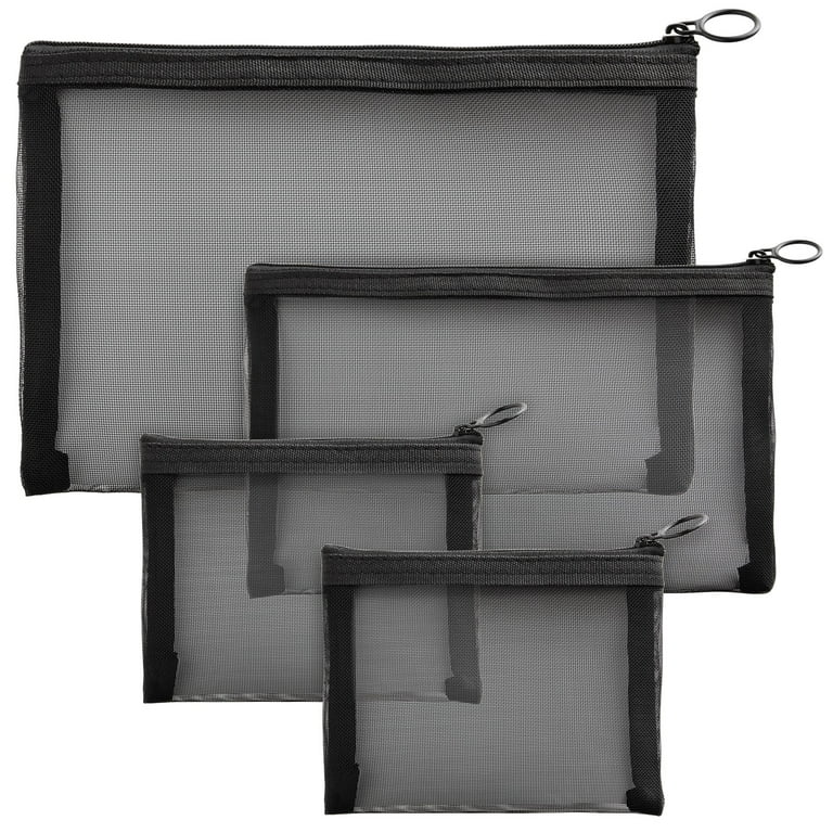 PBKB430 SUNEE Mesh Zipper Pouch 10x14 in (Black, 30 Packs), Large