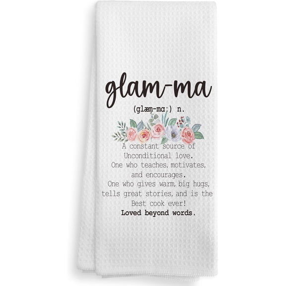 Glamma Gifts Kitchen Towels and Dishcloths, Grandma Hand Towels Tea Towels for Bathroom Kitchen, 1624 Inches