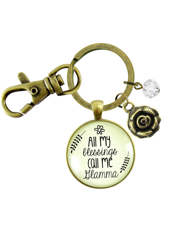 Glamma Keychain All My Blessings Call Me Glamma Young At Heart Grandma Jewelry Gift
